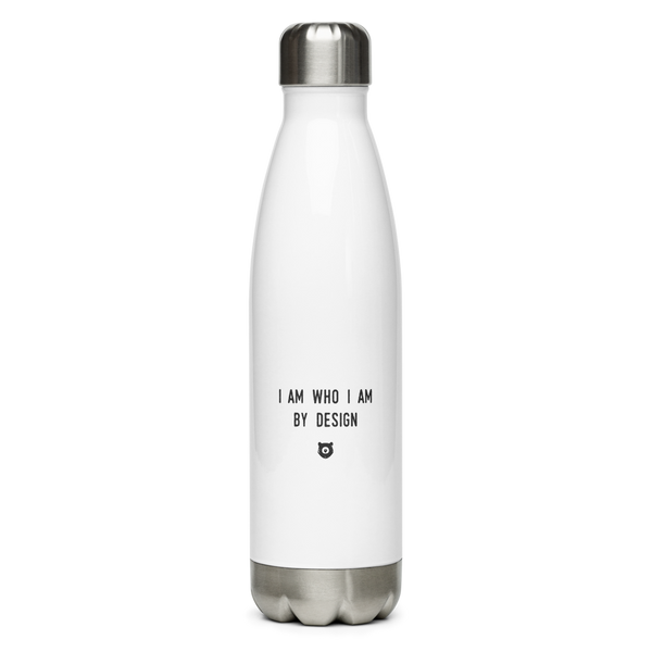 "I am who I am by design" Water Bottle
